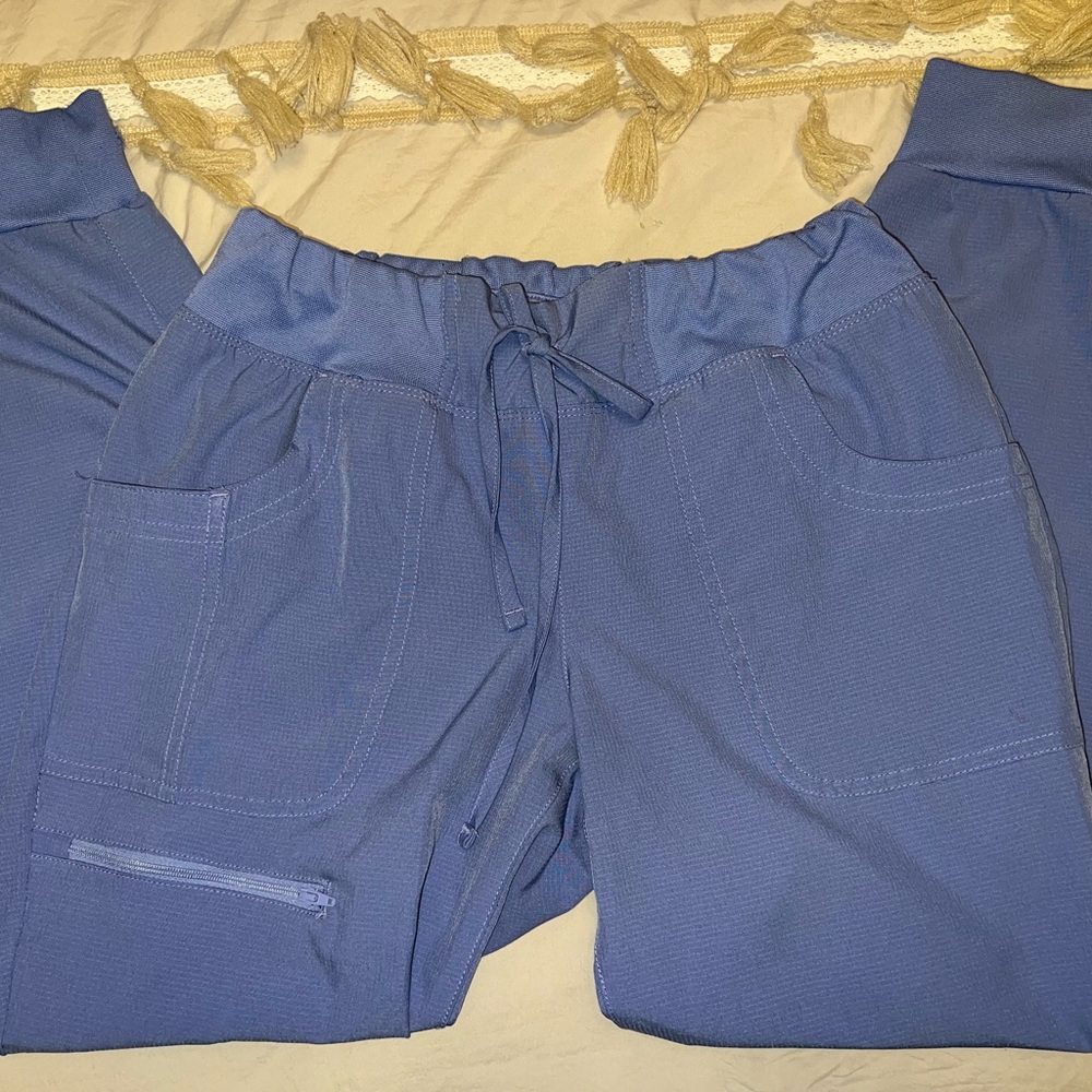 Blue Drawstring Jogger Scrub Pants